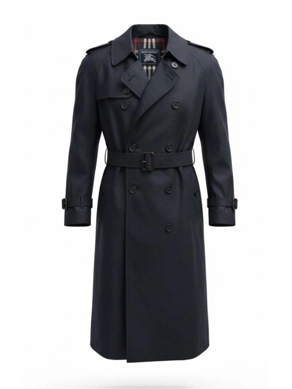 VTG Burberrys Navy Trench Coat Pristine Wool Liner 54 REG US 44 1989 Belt